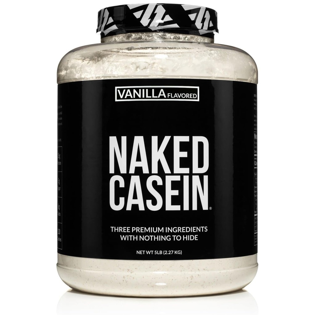 NAKED Casein - Vanilla Micellar Casein Protein - 5 Pound Bulk, NSF Certified, GMO-Free, Gluten-Free, Soy-Free, Preservative-Free - Stimulate Muscle Growth - Enhance Recovery - 61 Servings