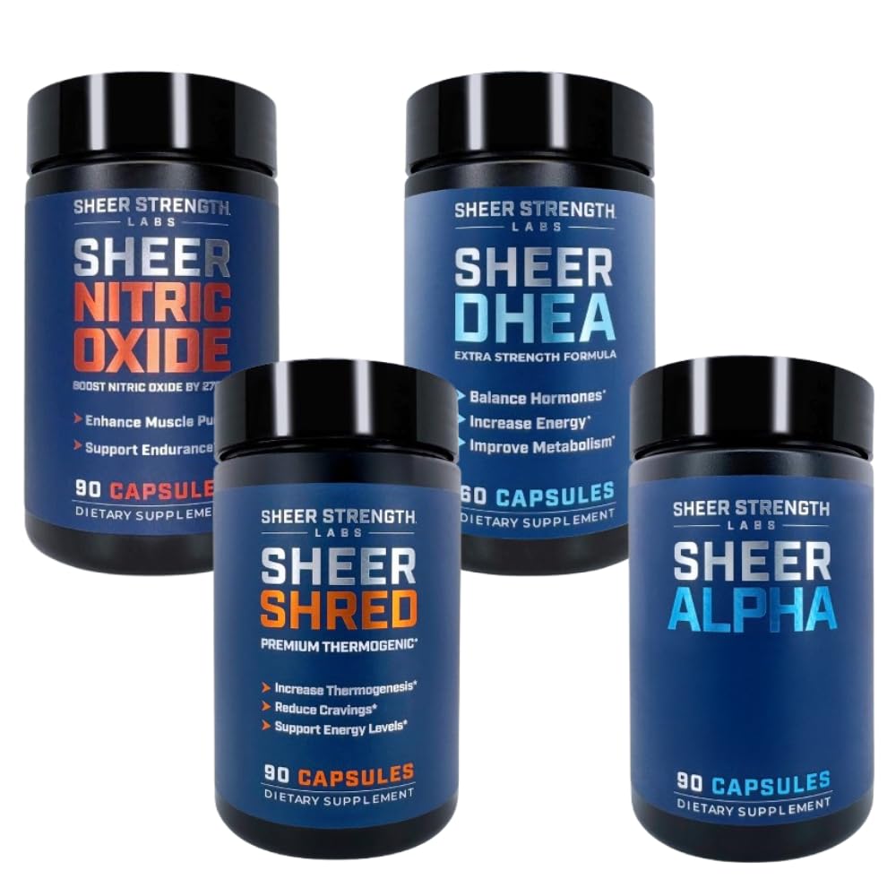 Sheer Ultimate Stack - DHEA Supplement for Men DHEA 100mg & Nitric Oxide Supplement & Sheer Shred & Sheer Alpha