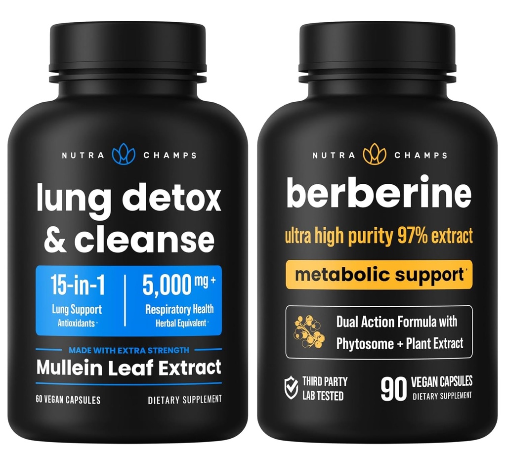 NutraChamps Complete Respiratory & Metabolic Support: Lung Cleanse & Berberine Duo