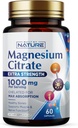Magnesium Citrát 1000mg - Max Absorpce a vysoká potence Magnesium Komplex pro srdce, svalovina, nerv, zdraví kostí a stres Relief - Non- GMO, gluten- Free - 60 Veganské kapsle