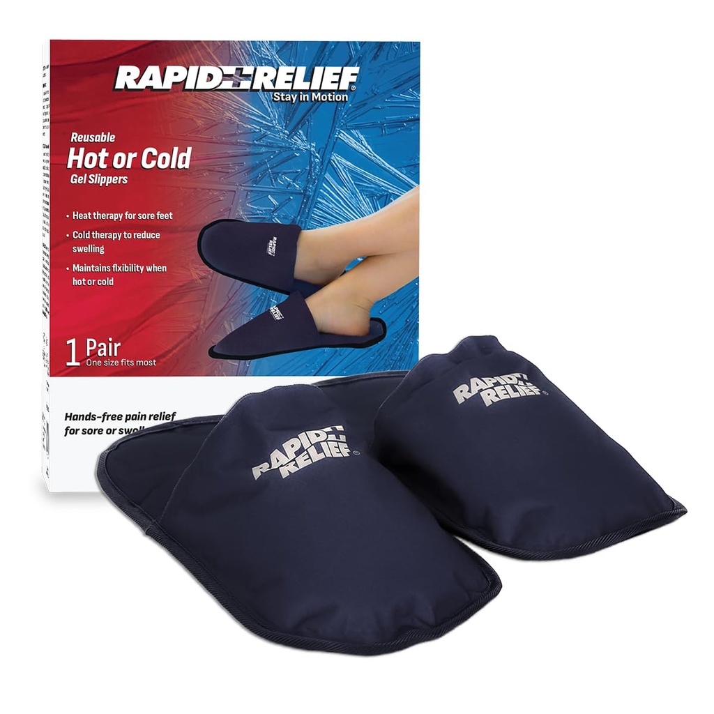 Rapid Relief Hot and Cold Therapy Slippers for Swollen and Painful Feet - Fast and Effective Relief for pain associated with Neuropathy, Chemotherapy, Diabetes, and for Swollen Feet Relief