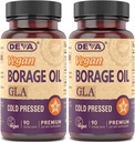 DEVA Vegan Vitamins, Borage Oil 500mg, Bron van Omega-6 Vetzuur GLA (Gamma linoleenzuur), Koudgeperst & Ongeraffineerd, 90 Tabletten (Pack of 2)