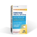 Glenmark Therapeutics Maximum Strength Famotidine Tablets, 20 mg, Acid Reducer for Heartburn Relief, 100 Count