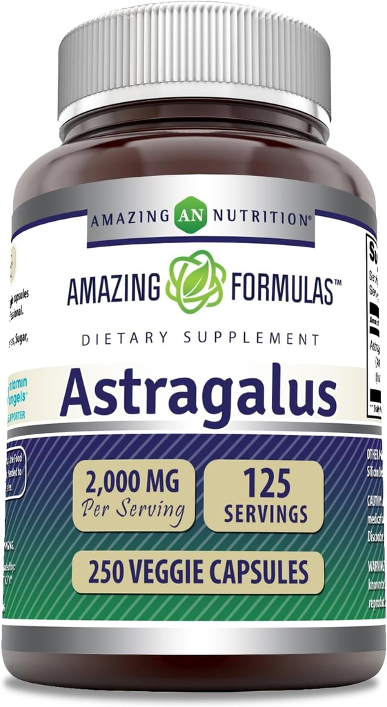 Amazing Formulas Astragalus 2000 mg Per Serving Capsules supplement ) Made from Pure Astragalus Membranaceus Plant Root Extract ) Non-GMO ) Gluten Free (250 count)