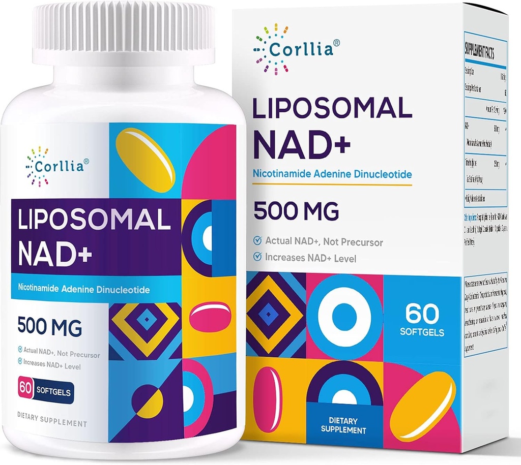 Liposomal NAD+ 500mg TMG 250mg Softgels, Nicotinamide Riboside Alternative, Actual NAD+ Lisand, 60 servi