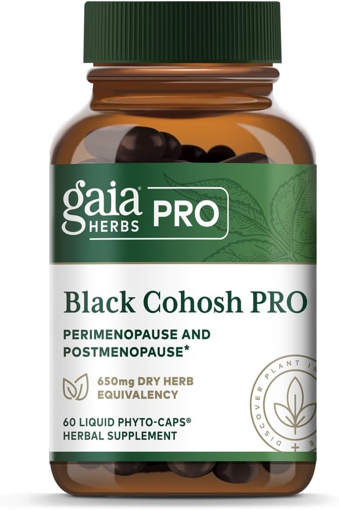GAIA HERBS PRO Black Cohosh PRO - Terve perimenopaussi & Post vaihdevuodet Tuki täydentää * - naisten terveys täydentää musta Cohosh juuriuute - vegaaninen - 60 nestemäistä Phyto-Caps (60 Servings)