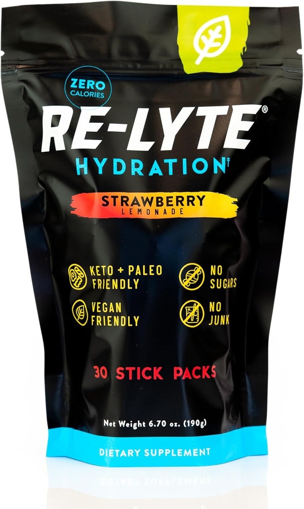 REDMOND RE- Lyte Hydration Electrolite Minum Powder Mix (Strawberry Lemonade) 30 Stick Packs