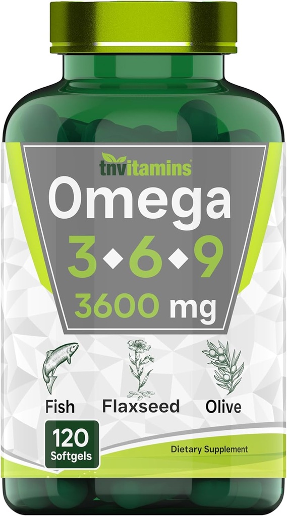 tnvitamins Triple Omega 3◆ 6◆ 9: 3600mg x 120 Softgels 