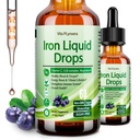 Liquid Iron Supplement for Women Men & Kids, Vegan Iron Drops with Vitamin C D, B12, B-Complex, High Potency Liquid with Multivitamin for Anemia, Energy Support, Blood, Magnesium Gentle