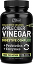 Organické Jablkové Cider Kapsule Ocot + Tráviace enzýmy a probiotiká (1500 mg 120 kapsúl) Raw Apple Cider Ocogar Pilulky a Fiber Supplement for Gut Health, Immune Support, Digestion & Detox Cleans