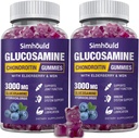 2 paquets Glucosamina Chondroitin Gmmegats - 3000MG Extra Implementació de la força suplementari amb MSM i Elderberry, Flexidy, Antioxint Imunding Gumy per a adults, homes i dones