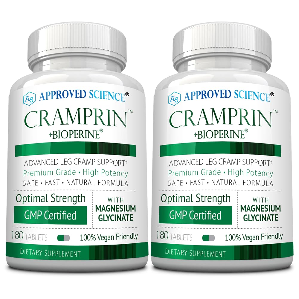 Approved Science Cramprin - High Absorption Magnesium, Vitamin B Complex, BioPerine - Muscle Cramps - 6 Month Supply - 2 Bottles - Vegan