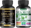 Sea Moss and Shilajit Capsule Bundle, Ashwagandha Rhodiola Rosea Ginseng Cordyceps Mushroom Ginkgo Biloba Stinging Nettle Magic Moss Blendim Black Seed Turmeric Bladderwrack Burdock Black Pepper