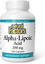 Természetes tényezők Alpha- Lipoic Acid 200 mg, Antioxidáns támogatás, 120 kapszula