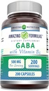 Fórmulas surpreendentes GABA com Suplemento Vitamina B6 .500 Mg Por Servindo .200 Cápsulas . Não-GMO .Gluten Free .