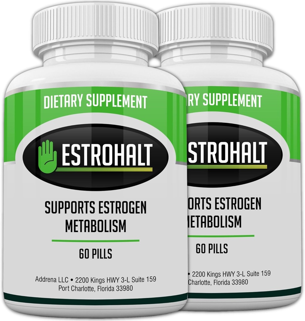 Estrohalt 2 Pack 120 Pillen- Best Estrogen Blocker DIM Supplement (diindolylmethaan) en Indole-3-Carbinol (I3C) voor vrouwen en mannen 