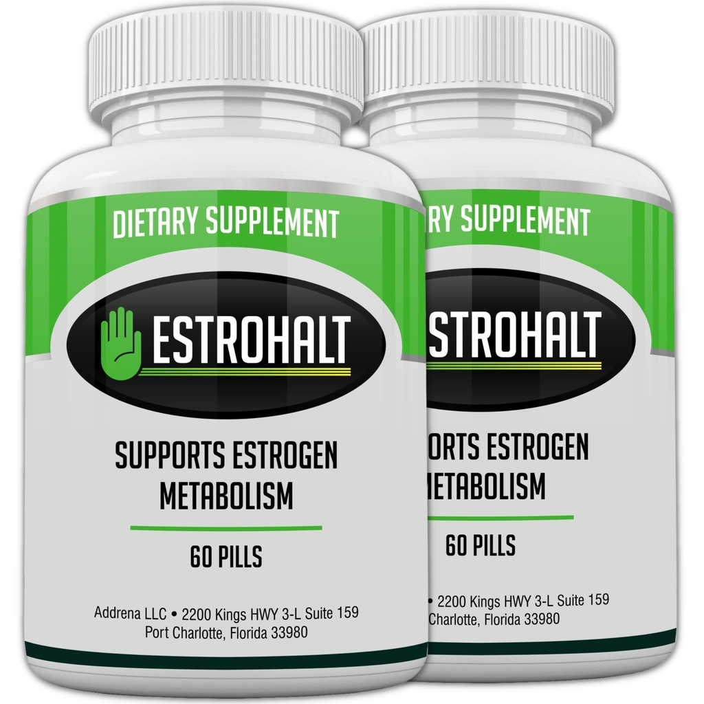 Estrohalt 2 Pack 120 Pills- Best Estrogen Blocker DIM Supplement (Diindolylmethane) and Indole-3-Carbinol (I3C) for Women & Men | Natural Aromatase Inhibitor Vitamin to Help PCOS, Menopause, and PMS