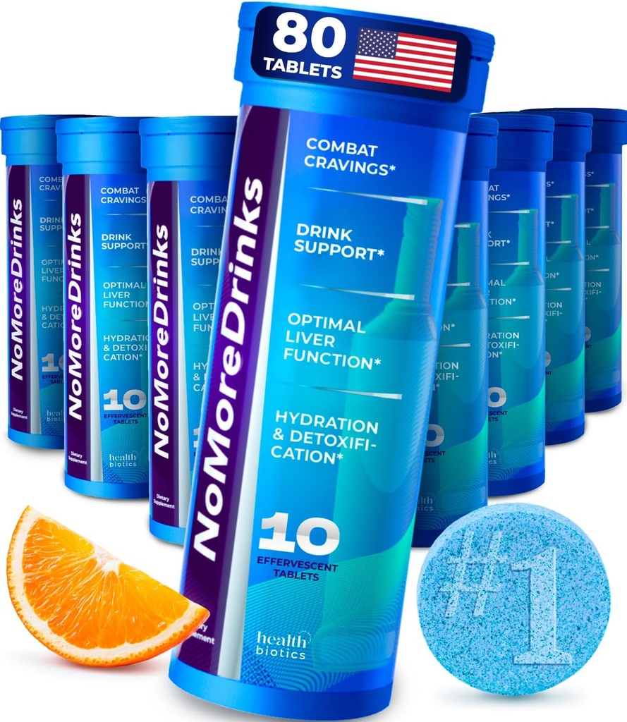 NoMoreDrinks Anti-alkohol craving Supplement ® Liver Detox & Combat Cravings ® Energistøtte Alkohol Erstatning Drikke ® Organisk Melk Thistle Supplement & Dandelion Root & 5HTP ® (80) Energipiller