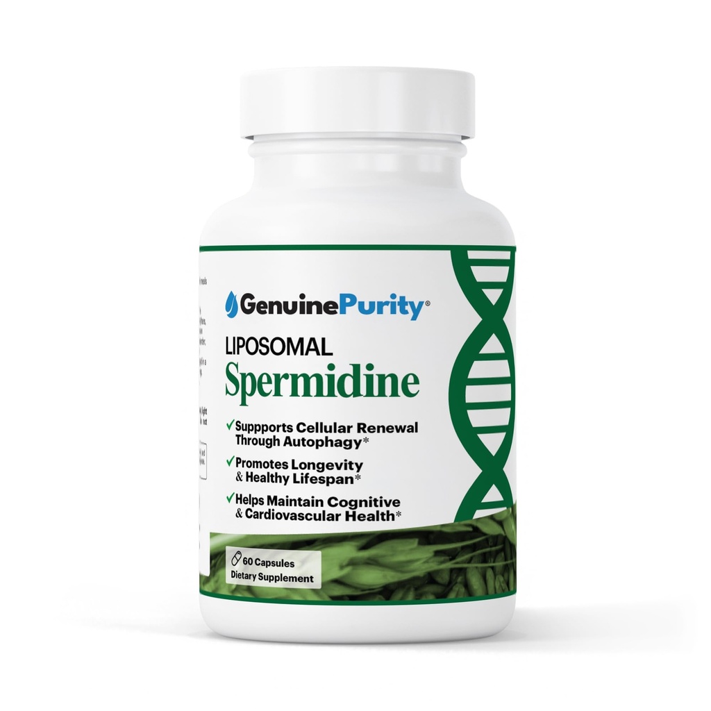Liposomal Spermidine 8mg Supplement - 60 Capsules for Cellular Renewal and Healthy Aging - Spermidine-Rich Wheat Germ Extract for Women and Men - Gluten Free, Vegan, Made in USA, Non-GMO