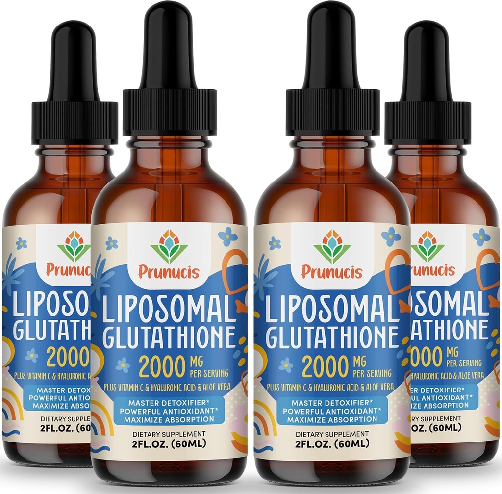 2000MG Liposomal Glutathione Liquid, 98 Absoreksiya, Active Form L-Glutathione, Vegan Dostu, Immune Sistemi üçün güclü Antioksik Kompleksi, Aging Defense, Detox,8 FL.OZ
