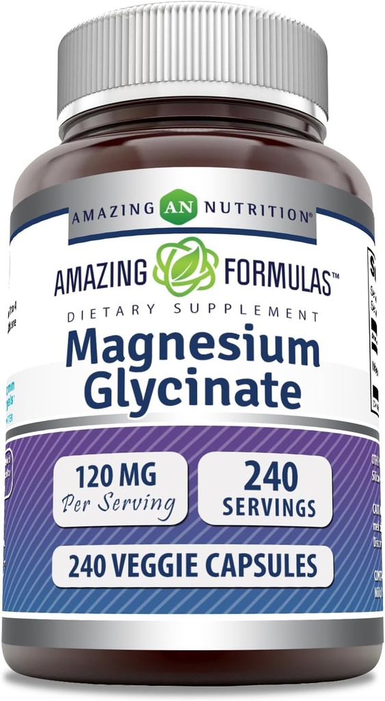 Amazing Formulas Magnijs (Glycinate) 120 mg Per Servējuma Papildinājums י Veggie Kapsulas  