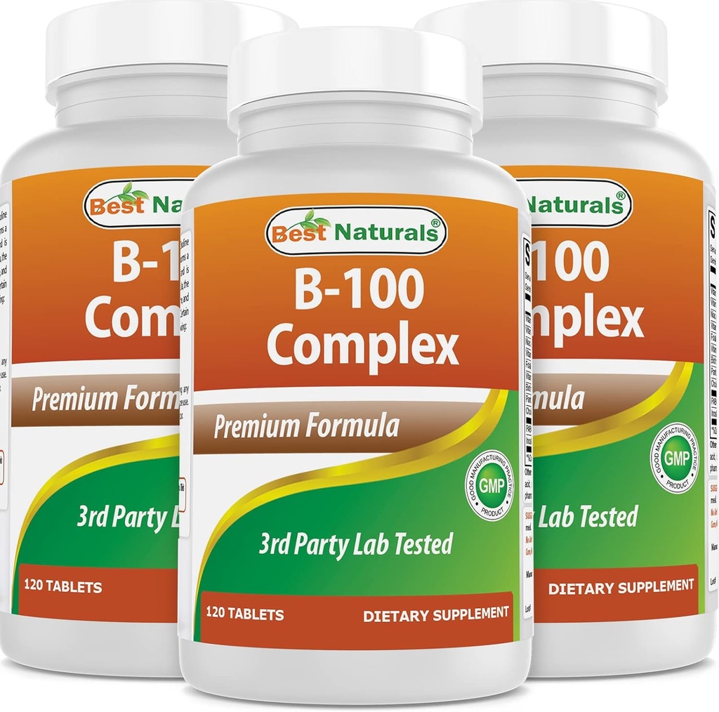 Best Naturals B 100 Complex 120 Tablete (B Complex Vitamini) (120 Število (Pack 3))