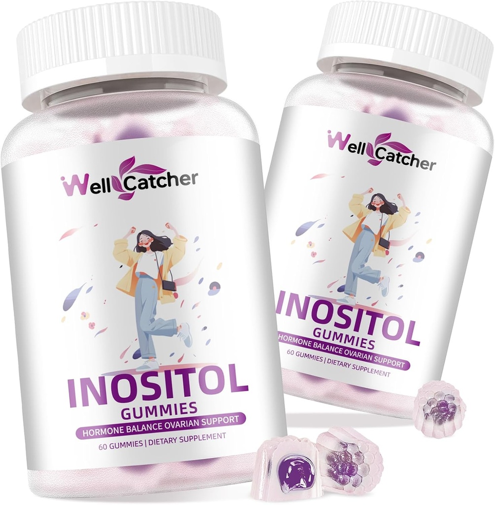 Inozytol Gumiaki Myo- Inozytol i D- Chiro Inozytol Idealny 40: 1 Stosunek Inozytol Suplement z Omega-3 Witamina D3 Wspiera zdrowe Owulacji Cycle Regularność Grape Flavor 2 Opakowania