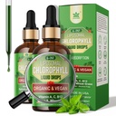 Organic Chlorophyll Liquid Drops Liposomal for Women & Men, 6-in-1 Greens Superfood Vegan Chlorophyll w/Spirulina, Wheat Grass, Vitamin C B12 A for Internal Deodorant*, Energy,Digestive,2Packs/4 Fl Oz