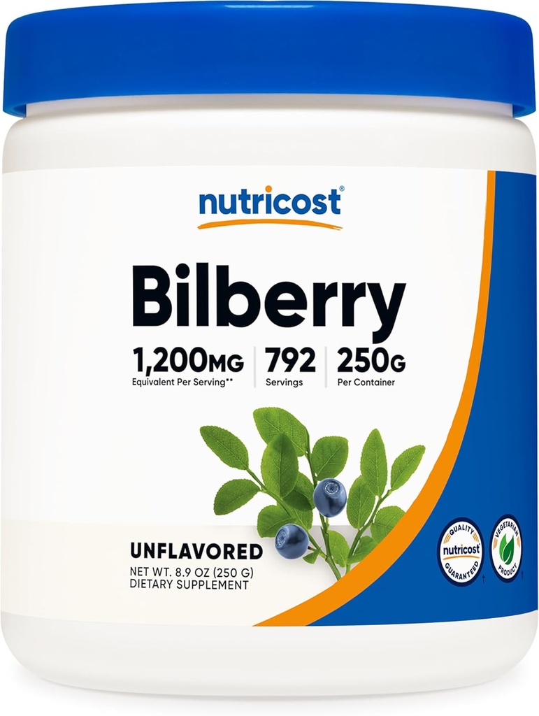 Nutricost Bilberry 분말 250 그램 - 글루텐 무료 및 비 GMO