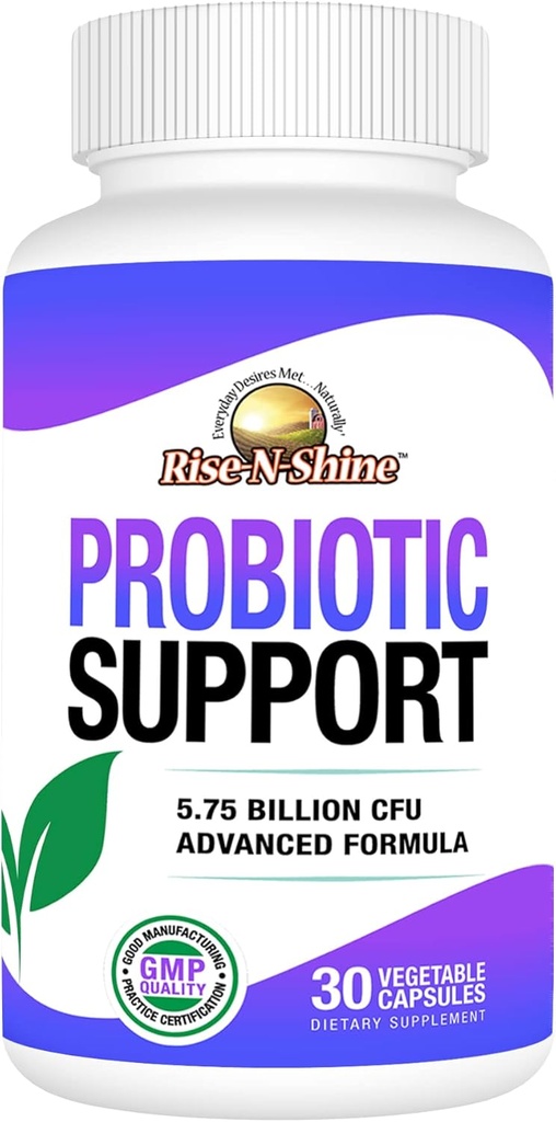 여성과 남성을위한 Rise-N-Shine Probiotics - 5.75 억 CFU 7 Strains - 30 캡슐