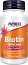 NOW Хранителни добавки, Biotin 5000 mcg, Amino Acid Метаболизъм *, Производство на енергия *, 60 Veg капсули
