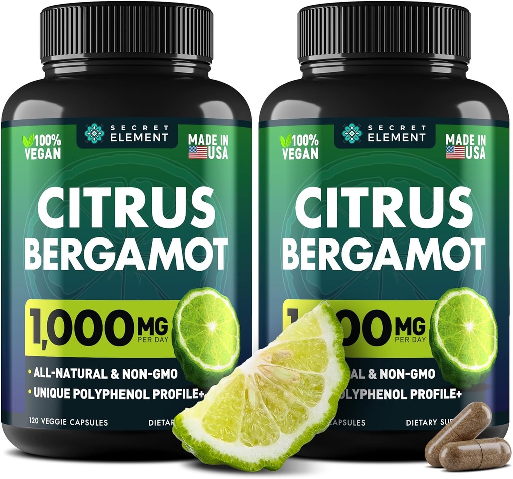(ACK) Citrus Bergamot va extreure 1000mg - Citrus Bergamot suplementari per Circultats, Imunity, i Graceful Aing - 2x la olla de Citrirg Bergamot 500m - 240ín Cirus Bergtamoles