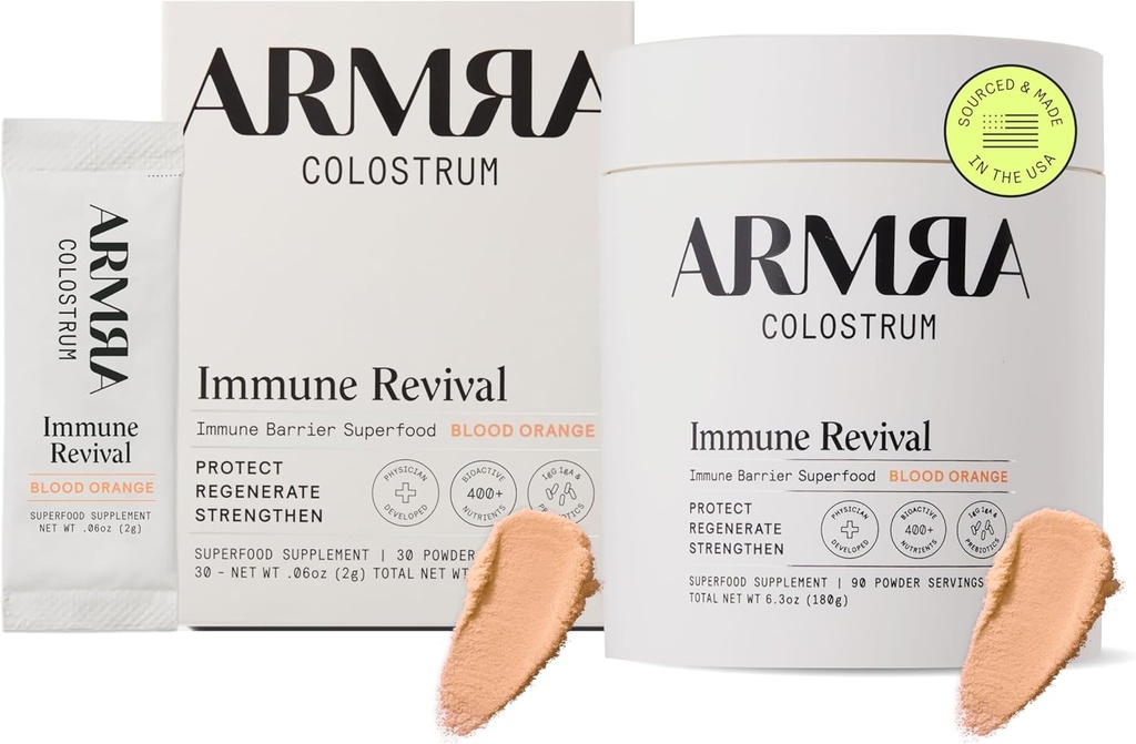 ARMRA ColostMTM Powder, Wowder, Gut Health Bloating Zemmunity Da và mái tóc, bao gồm 400+NDutive Nutrients, Keto, Gluten & Fat (huyết cam Bundle 120 Phục vụ)