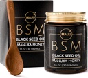 3-в-1 Маслото от черно семе на MajU, Manuka Honey & Seeds (Traditional Style) BSM No 1, Sweet & Crunchy Herbal Blend, Nigella Sativa Oil and Seeds, Unpasteurized & Raw Monofloral Manuka Honey New Zealand