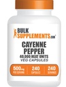 BulkSupplements.com Cayenne Pepper Capsules - Cayenne Pepper 40000 HU, Capsaicin Supplements, Cayenne Pepper Supplements - Gluten Free, 1 Capsule per Serving, 240 Veg Capsules (Pack of 1)