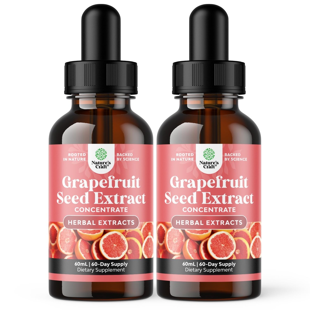 GSE Grapefruit Seed Extract Liquid - One Drop Daily - Super Concentrated Grape Seed Extract Liquid Drops Rich in Bioflavonoids & Polifenols for Gut Health & Immune Support - 2 Pack Bundle - 120 dni