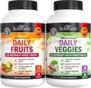 Suplemento diário de frutas e vegetais para adultos - Super frutas e legumes Cápsulas para melhor energia Gut Saúde Imune Suporte e bem-estar geral com 47 frutas e legumes integrais - 1 mês