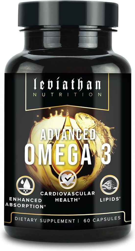 Leviathan Fish Oil Omega 3 capsule | Premium Norwegian Omega 3 Fish Oil per il cuore, il cervello, e il supporto immunitario | Assorbimento Superiore Supplementi olio di pesce Triple Strength - Free Form EPA & DHA