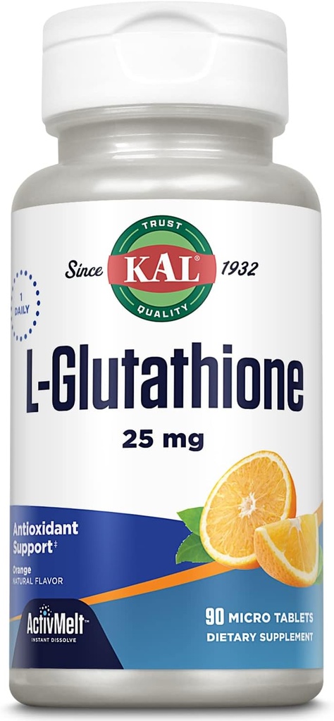 KAL L-Glutathione, 减少胶原酮补充剂, 高吸收抗氧化剂, 橙色Flavor 即时溶解活性剂, 植物学, 实验室验证, 90种服务, 90种微片