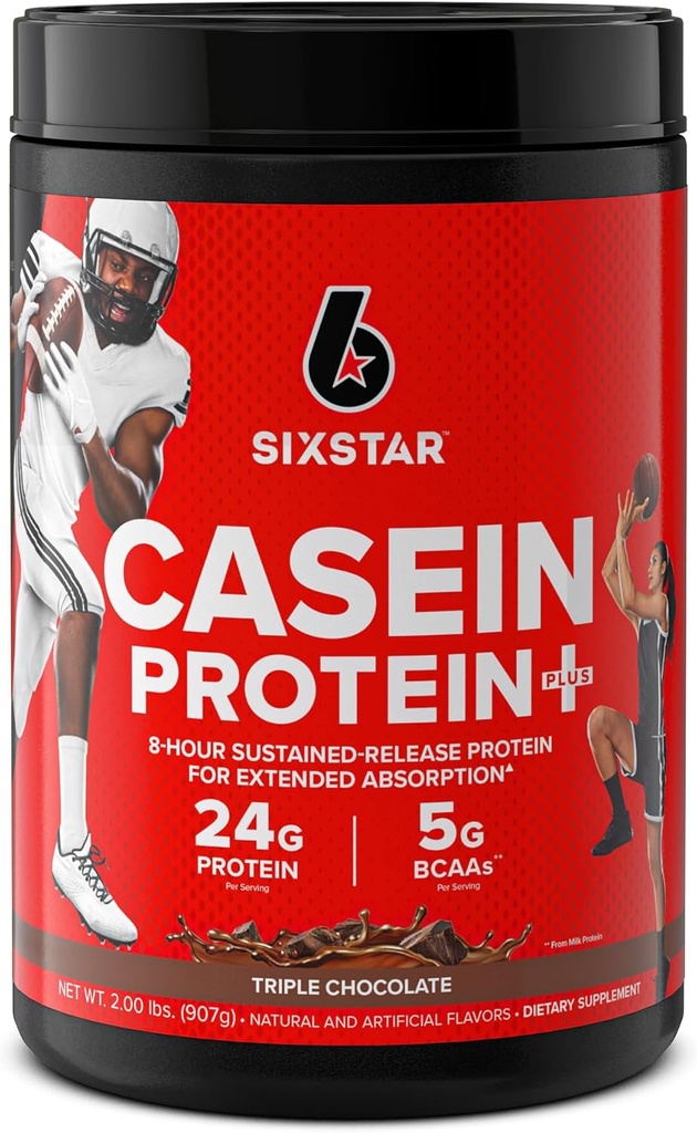Six Star Casein білок порошок Elite Casein білок порошок Slow-Digesting Micellar Casein білок порошок для м'язів Gain Потрійний шоколадний порошок, 2 фунтів (26 сервірування) (Package May Vary)