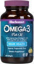 Bluebonnet 营养 Omega-3 大脑公式 自然野生 捕捉 Triglyceride Form DHA 860 mg EPA 120 mg - 高度集中的认知健康与健康支持补充 - Gluten-Free - 60 Softgels