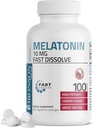 Bronson Melatonin 10mg Fast Dissolve Cherry Flavored Tablet Vegetarian Chewable Lozenges, 100 Count