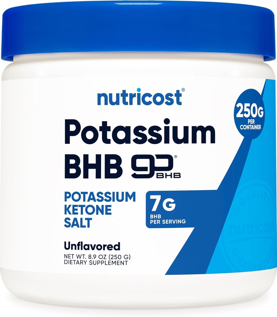 Nutricost Potassium BHB Сіль, екзогенна кетонова добавка, 6.4g Beta-Hydroxybutyrate Per Serving, 250 Grams