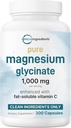 Saf maşın Glycinate 1000mg, 300 Kapsüller | 100% Max Aboreksiya üçün qarşılaşdırılmışdır | Sleep, Muscle, Heart & Nerve Health üçün dəstəkləyir