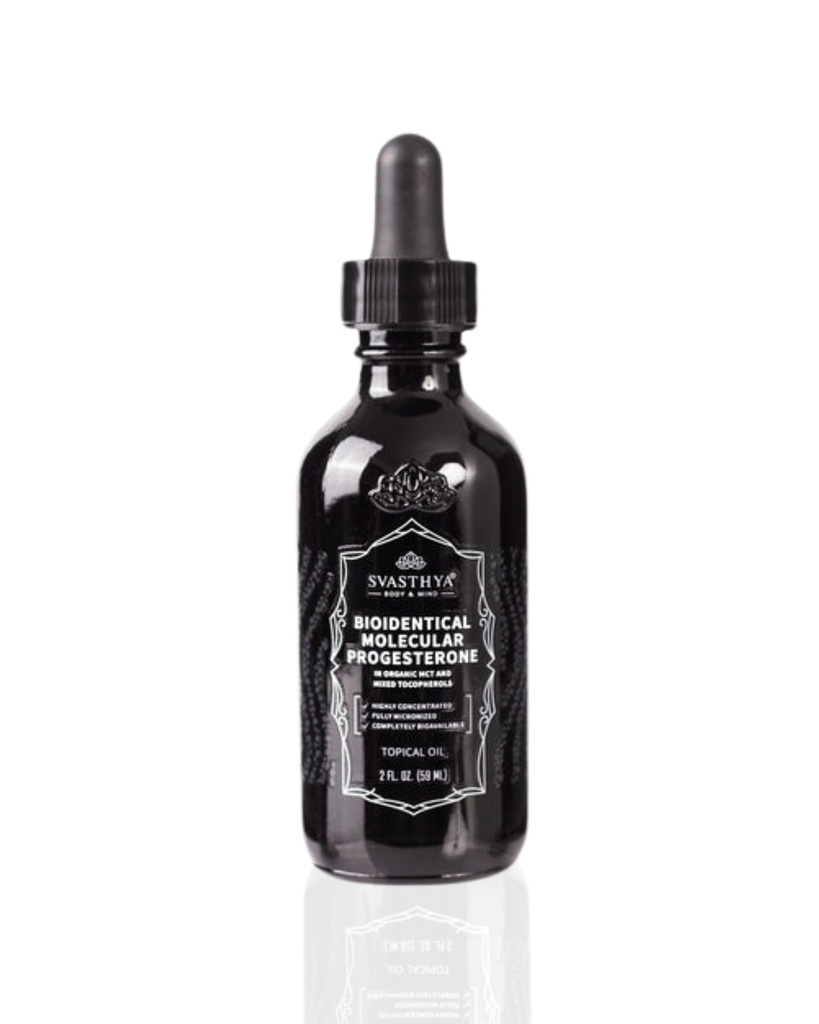Svasthya Body & Mind Molecular Progesterone Liquid - 5.5% Progesterone for Women Vitamin E Oil - 2 Fl Oz