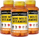 MASON NATURAL Mini Multi Vitaminer, Vitaminer A, C, D3, E, B1, B2, B3, B6, B12, Folat och Kalcium för Total Hälsa, 300 Dag Supply