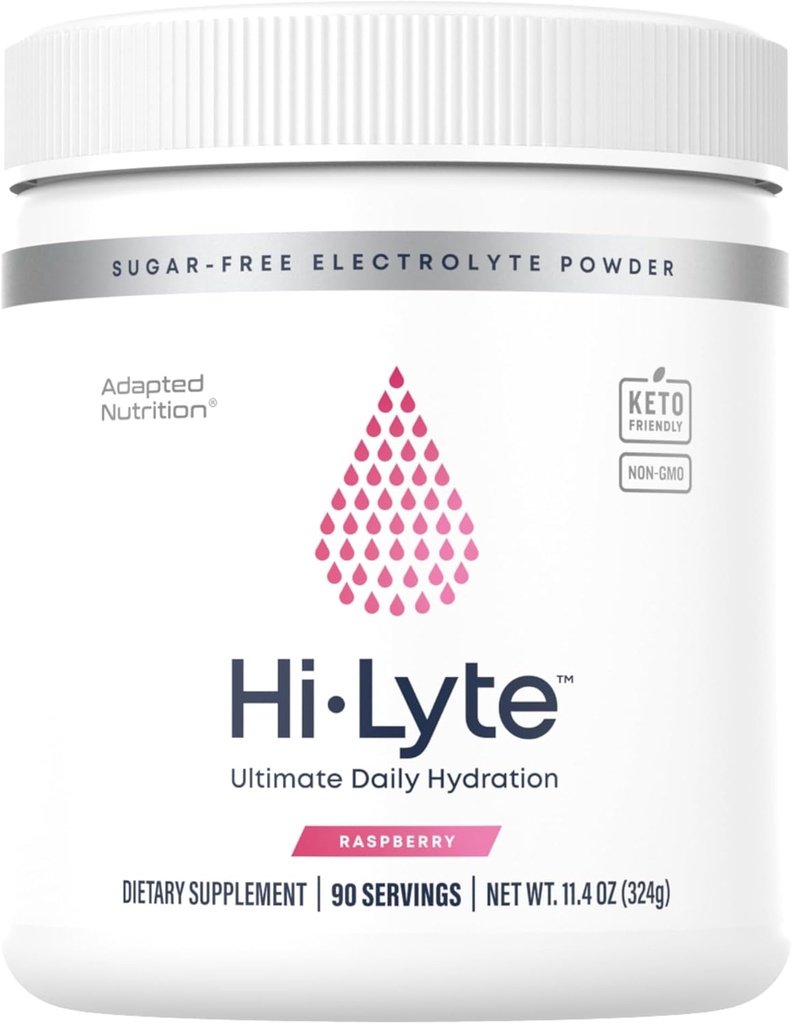 Hi-Lyte Raspberry Electrolyte Powder, Daily Hydration Supplement Drink Mix, 90 zerbitzatu | Sugar-Free, 0 Calories, 0 Carbs | No Maltodextrin. Gluten-Free | Support Keto | Light Refreshing Flavor