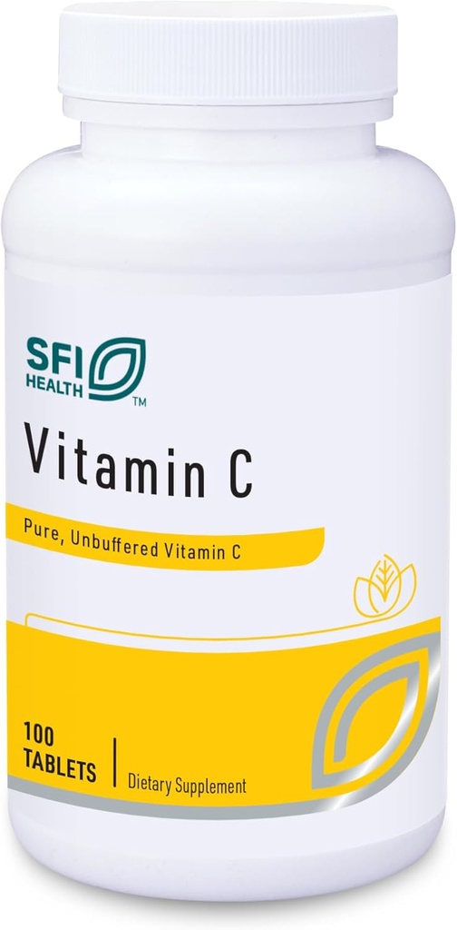 Klaire Labs SFI Health Vitamina C - 1000 Milligrams Acid L-Ascorbic în comprimate filmate pentru a proteja de oxidare (100 comprimate)