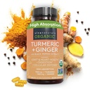 Turmeric and Ginger Supplement with Black Pepper for Better Absorption - Organic Turmeric Curcumin to Support Joint, Heart and Digestive Health, Non-GMO - 120 Tablets