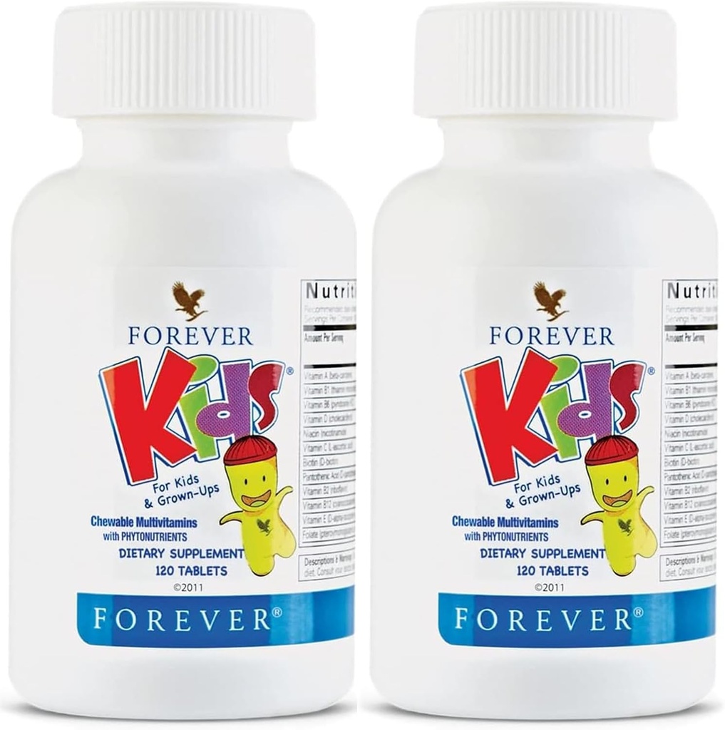 Forever Living - Kids Chewable Multivitamin - Grape Flavor für gesundes Wachstum und Entwicklung - keine künstlichen Aromen - 120 Tabletten (Pack von 2)